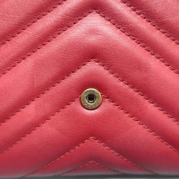 100% Authentic GUCCI GG Marmont Red Leather Shoulder Bag 760-11624 - Picture 6 of 12